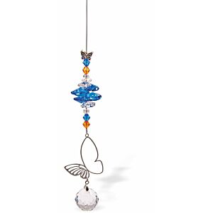 Suncatcher, Multi -faceted Austrian Crystal with Delicate Butterfly Link and Sphere Drop R520