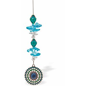 Suncatcher, Multi -faceted Austrian Crystal with Blue Radient Sun R541