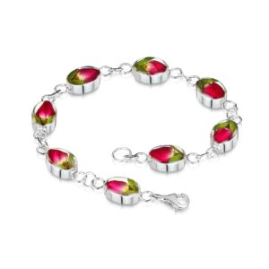Silver Bangle - Rose bud - Oval