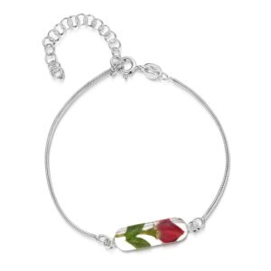 Sterling silver snake bracelet - Round charm - Rose