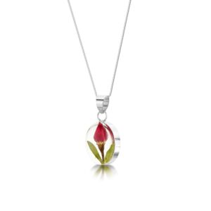 Silver Pendant - Rose bud - Teardrop