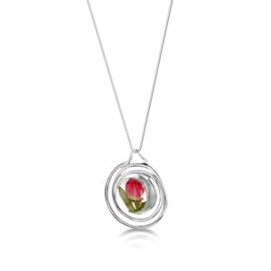 Silver Pendant - Rose - with Silver Oval Surround