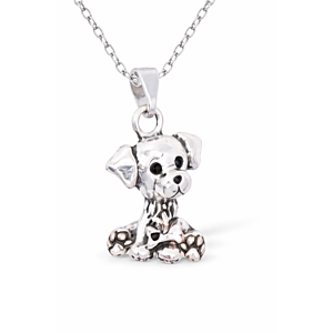 Silver Coloured Cute Dog Necklace, Rhodium Plated C013