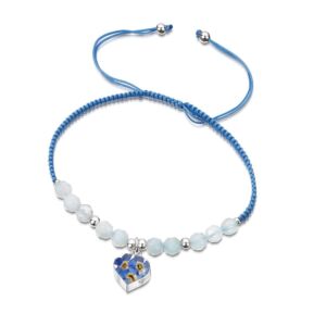 Purple woven bracelet - gemstone - flower charm 